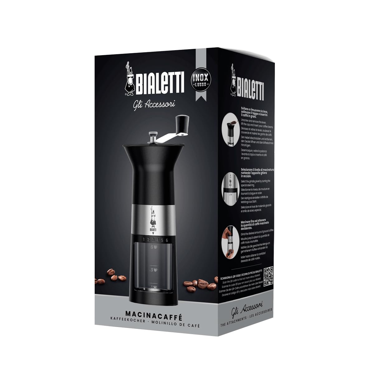 Bialetti Manuelle Kaffeemühle aus Edelstahl