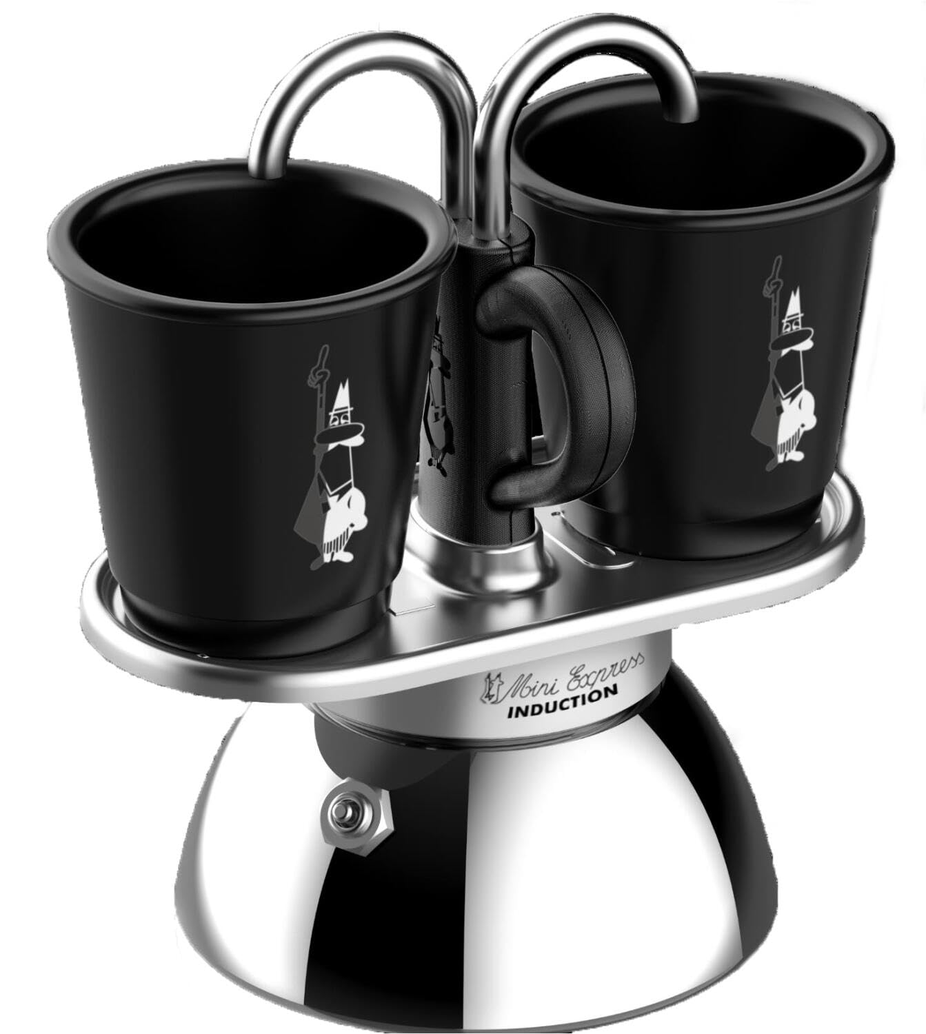 Bialetti Mini Express Induktion Set, Espressokocher + 2 Becher