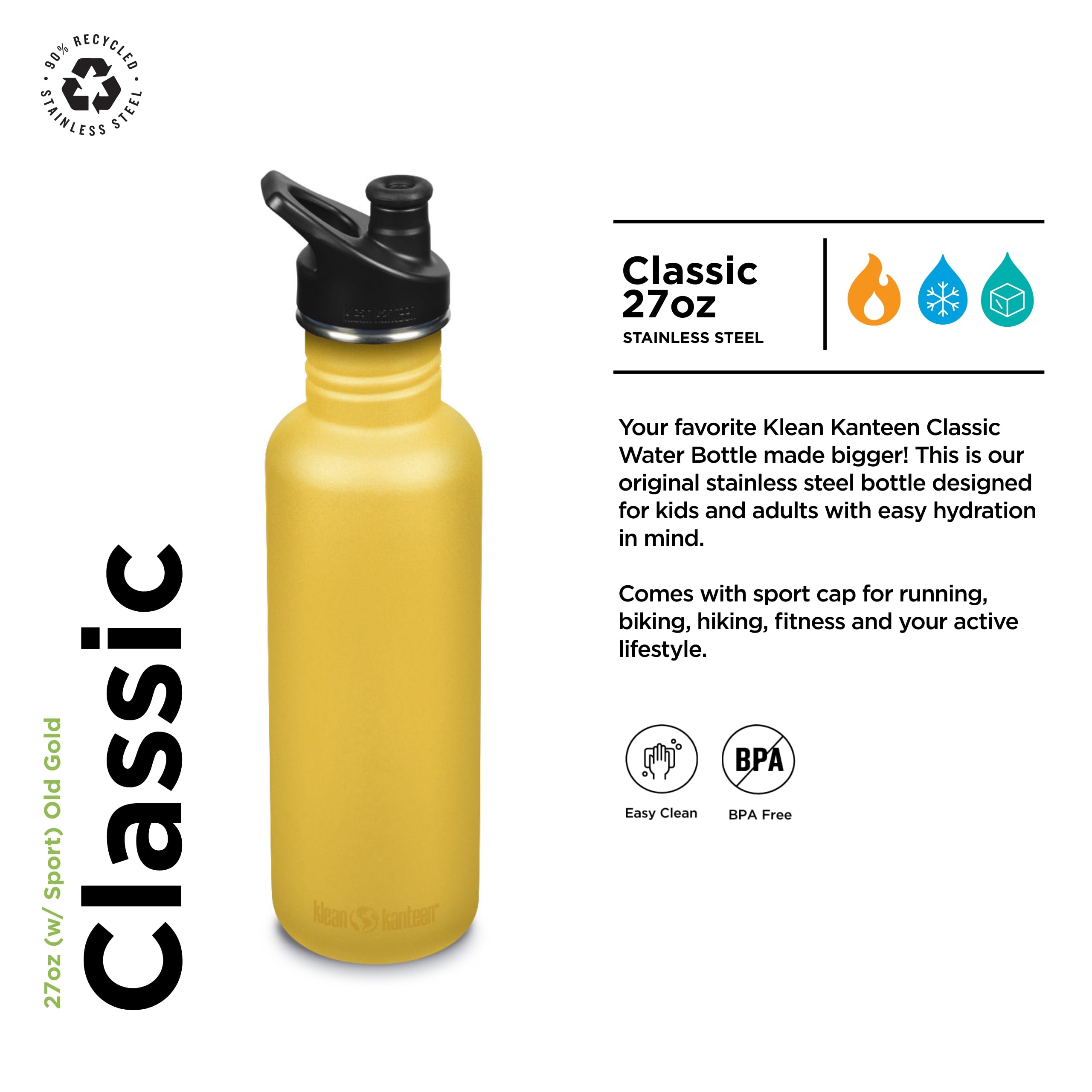 Klean Kanteen Classic Wasserflasche mit Sport Cap 800ml