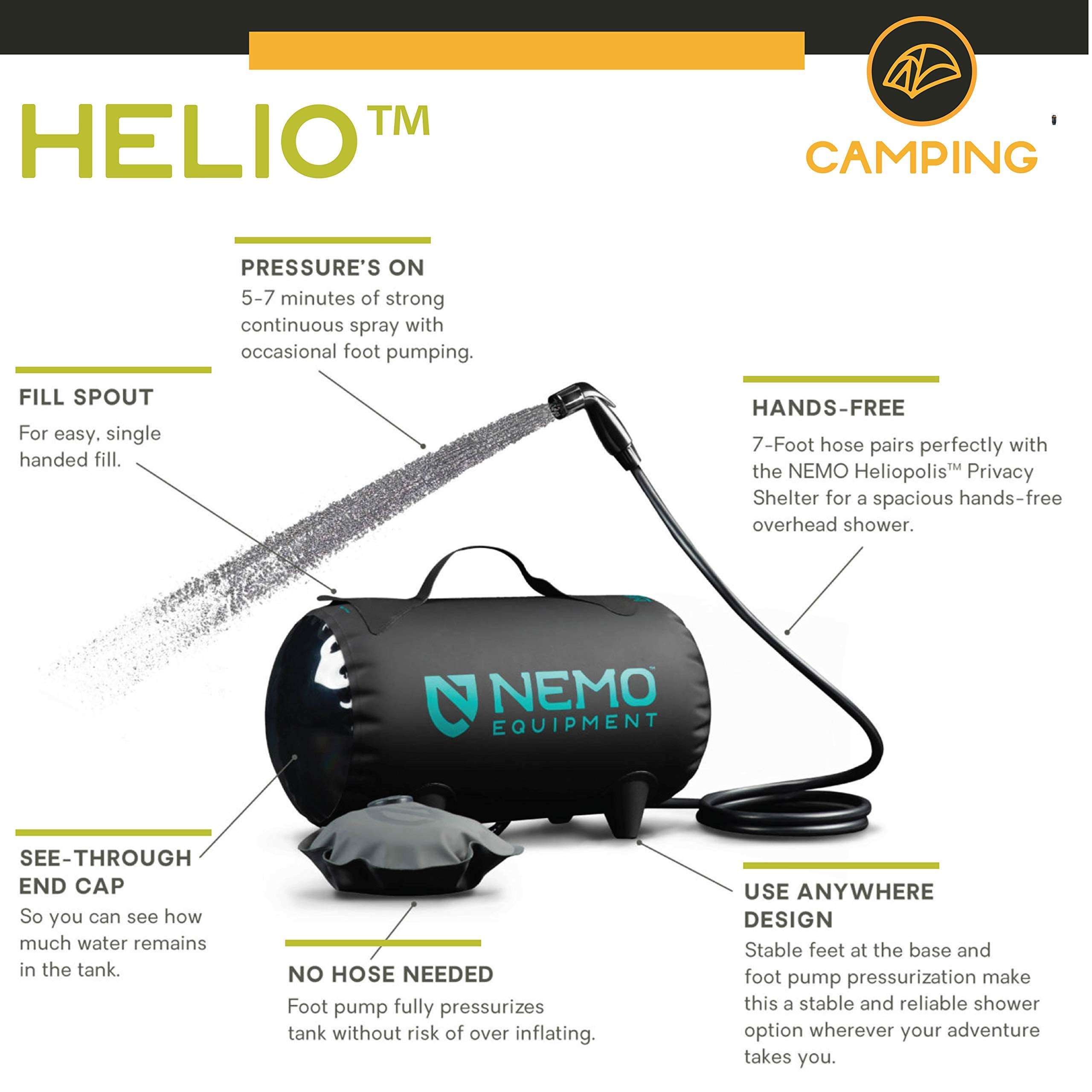 Nemo Helio Tragbare Camping-Dusche 11 Liter